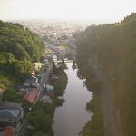 「夢の橋」から江刺市街を望む
